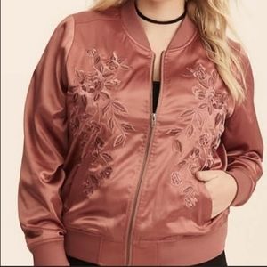 Torrid embroidered bomber jacket mauve dusty pink size 0